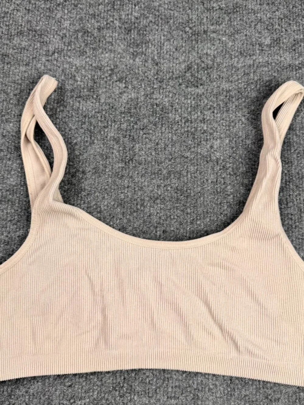 Colsie Ribbed Seamless Crop Tank Top Beige Women's Size Medium M